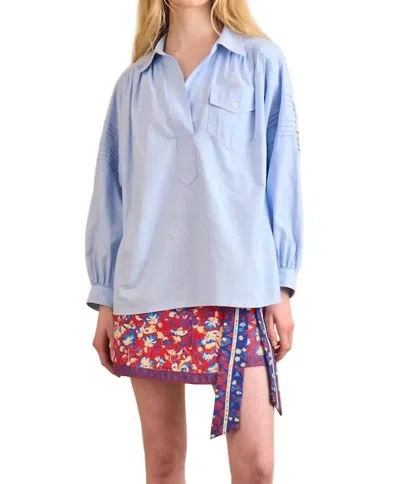 Hunter Evangeline Long Sleeve Shirt In Oxford Blue