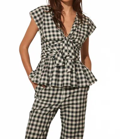 HUNTER EVERLY V-NECK TOP IN HAMILTON CHECK