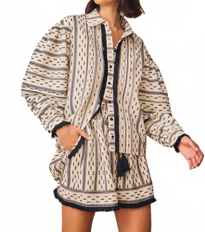 Hunter Ezra Button Front Top In Black Clip In Multi