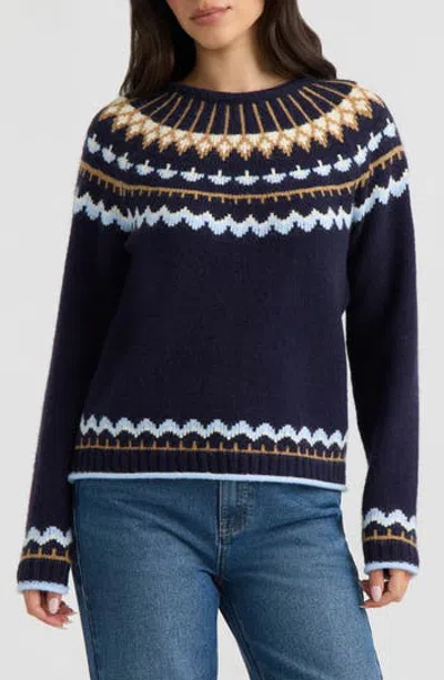 Hunter Fair Isle Crewneck Sweater In Blue
