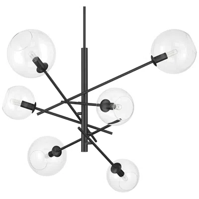 Hunter Farling Matte Black With Clear Glass 6 Light Chandelier