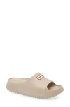 Hunter Faroe Platform Slide Sandal In Blush Beige