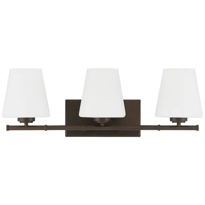 Hunter Fauna Grove Matte Bronze With Cased White Glass 3 Light Vanity