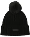 Hunter Faux-fur-pom Cable-knit Beanie In Black