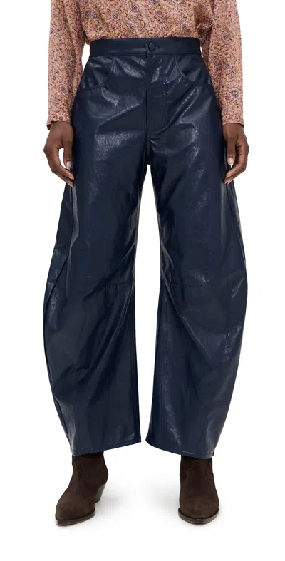 Hunter Faux Leather Mabel Pants Dark Navy In Blue