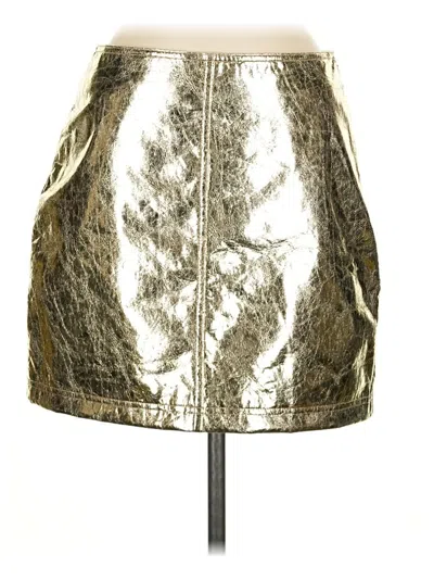 Pre-owned Hunter Faux Leather Skirt In Gold