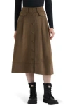 Hunter Faux Suede A-line Midi Skirt In Green