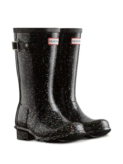 Hunter First Giant Glitter Rain Boots In Black