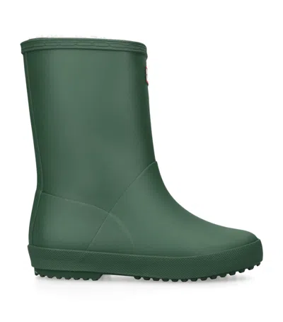 Hunter Dark Green Kids' First Branded Rubber Wellington Boots Eur 33 / 1 Uk