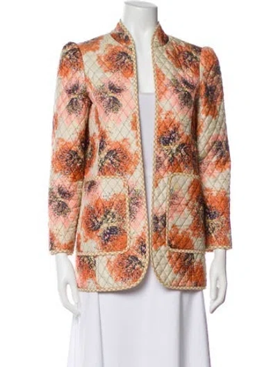 Pre-owned Hunter Floral Print Evening Jacket In Orange