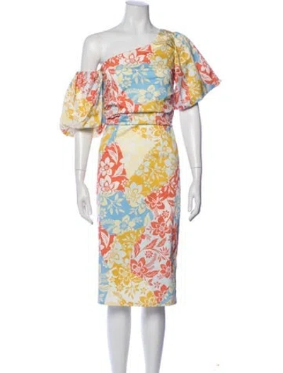 Pre-owned Hunter Floral Print Knee-length Dress In Orange