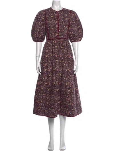 Pre-owned Hunter Floral Print Long Dress In Black