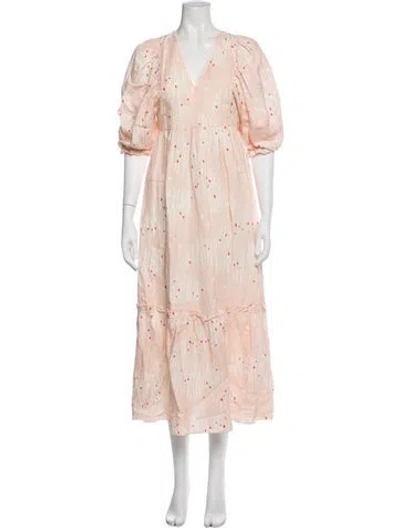 Pre-owned Hunter Floral Print Long Dress In Blue