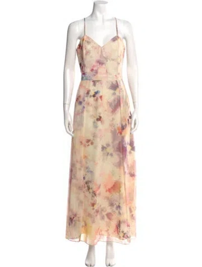 Pre-owned Hunter Floral Print Long Dress In Multi