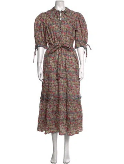 Pre-owned Hunter Floral Print Long Dress In Multicolor