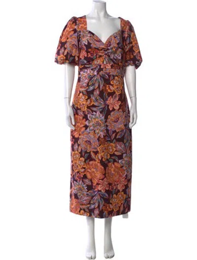 Pre-owned Hunter Floral Print Long Dress In Multicolor