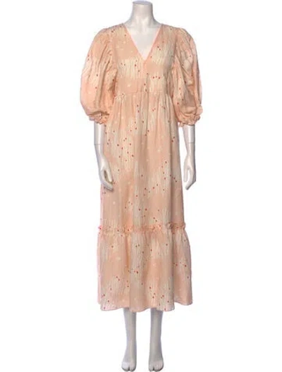 Pre-owned Hunter Floral Print Long Dress In Neutral