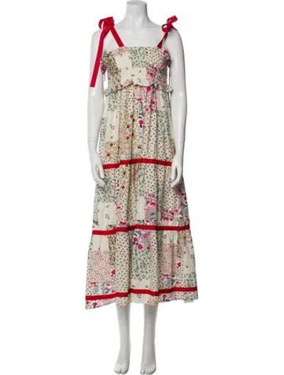 Pre-owned Hunter Floral Print Long Dress In Neutral