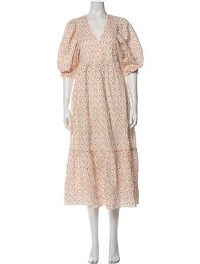 Pre-owned Hunter Floral Print Long Dress In Neutral