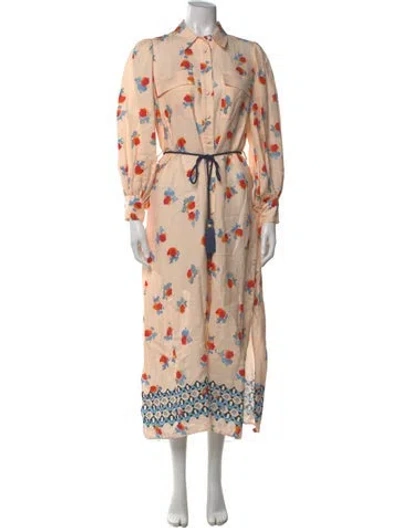 Pre-owned Hunter Floral Print Long Dress In Neutral