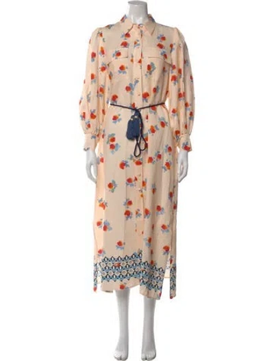 Pre-owned Hunter Floral Print Long Dress In Neutral