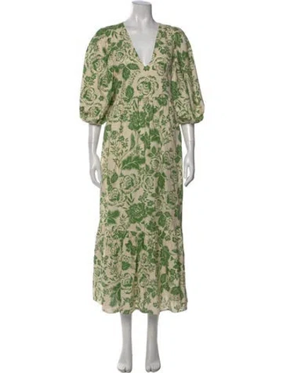 Pre-owned Hunter Floral Print Long Dress In Neutral