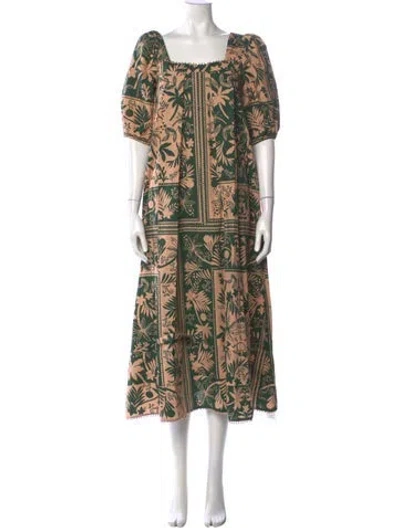 Pre-owned Hunter Floral Print Long Dress In Neutral