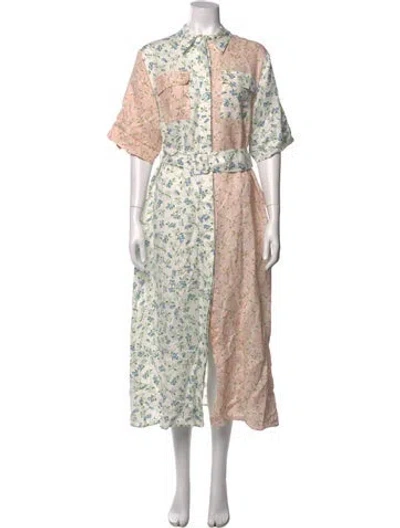 Pre-owned Hunter Floral Print Long Dress In Neutrals