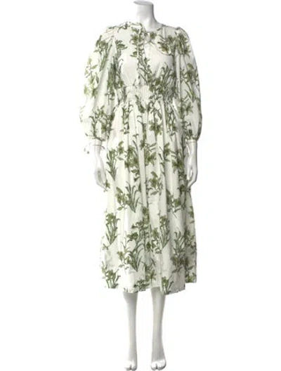 Pre-owned Hunter Floral Print Long Dress In Neutrals