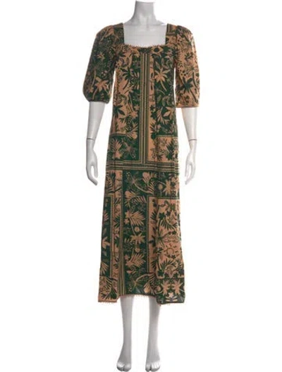 Pre-owned Hunter Floral Print Long Dress In Neutrals