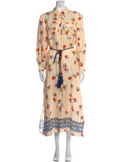 Pre-owned Hunter Floral Print Long Dress In Neutrals