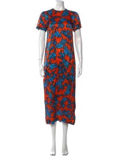 Pre-owned Hunter Floral Print Long Dress In Orange