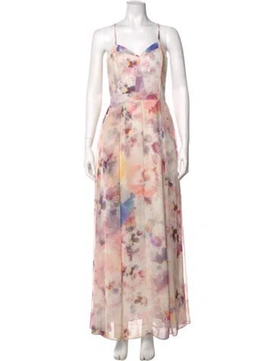 Pre-owned Hunter Floral Print Long Dress In Pink