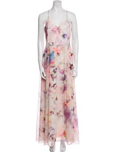 Pre-owned Hunter Floral Print Long Dress In Pink