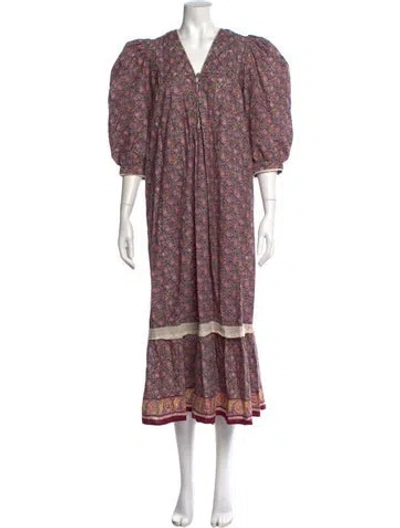Pre-owned Hunter Floral Print Long Dress In Pink