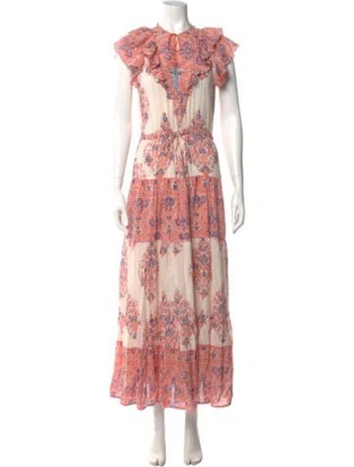 Pre-owned Hunter Floral Print Long Dress In Pink