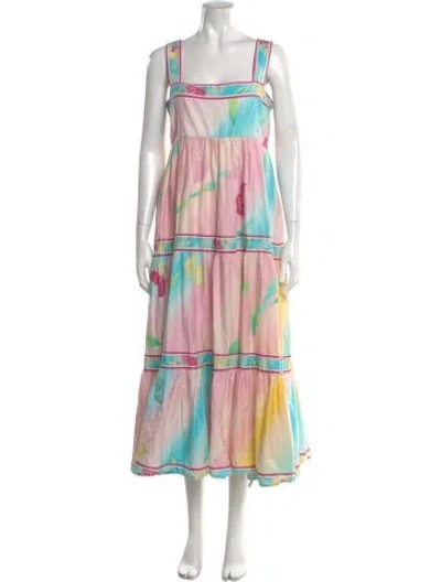 Pre-owned Hunter Floral Print Long Dress In Pink
