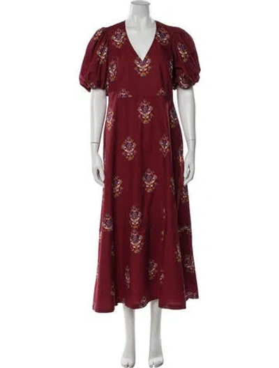 Pre-owned Hunter Floral Print Long Dress In Red
