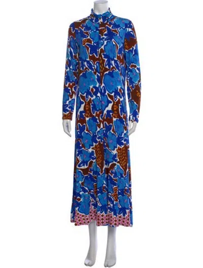 Pre-owned Hunter Floral Print Long Dress W/ Tags In Blue