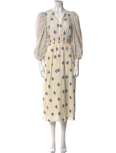 Pre-owned Hunter Floral Print Long Dress W/ Tags In Neutral