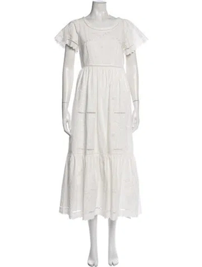 Pre-owned Hunter Floral Print Long Dress In White
