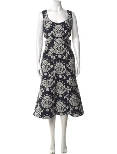 Pre-owned Hunter Floral Print Midi Length Dress In Black