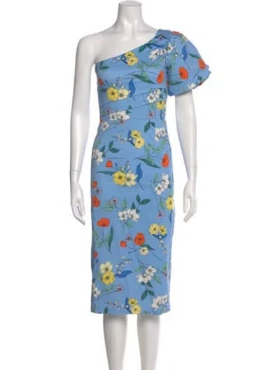 Pre-owned Hunter Floral Print Midi Length Dress In Blue