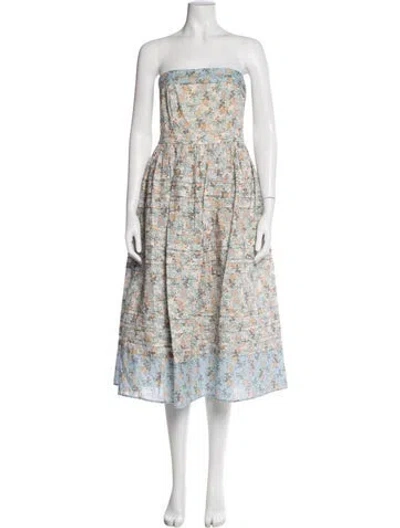 Pre-owned Hunter Floral Print Midi Length Dress In Blue