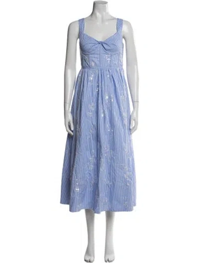 Pre-owned Hunter Floral Print Midi Length Dress In Blue