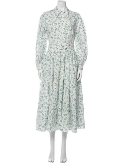 Pre-owned Hunter Floral Print Midi Length Dress In Blue