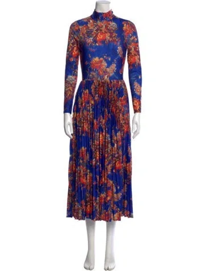 Pre-owned Hunter Floral Print Midi Length Dress In Blue