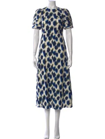 Pre-owned Hunter Floral Print Midi Length Dress In Blue