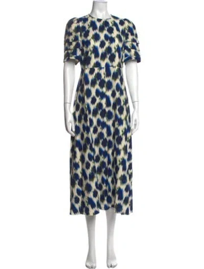 Pre-owned Hunter Floral Print Midi Length Dress In Blue