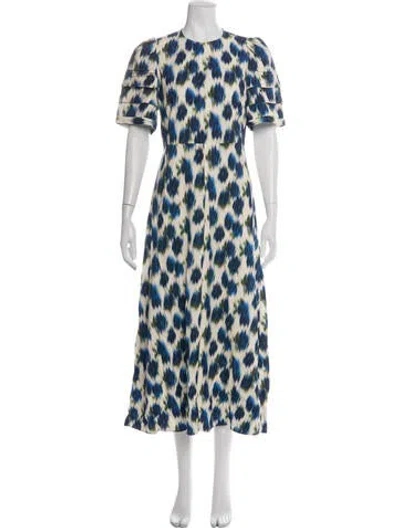 Pre-owned Hunter Floral Print Midi Length Dress In Blue